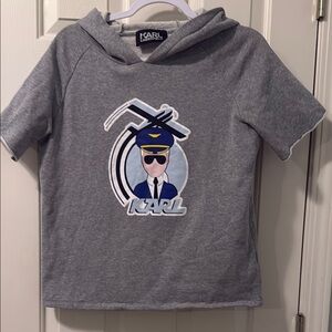 Karl Lagerfeld Gray Graphic Hoodie Sweatshirt